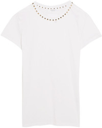 Valentino Studded Cotton Jersey T Shirt White