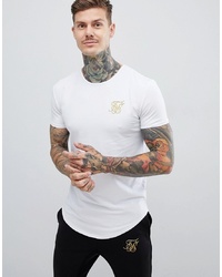 Siksilk T Shirt In White With Gold Logo