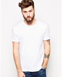 Asos T Shirt With Bound Crew Neck And Ribbed Jersey White