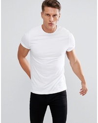 ASOS DESIGN T Shirt With Crew Neck And Roll Sleeve In White