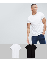 ASOS DESIGN T Shirt With Roll Sleeve 2 Pack Save