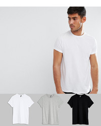ASOS DESIGN T Shirt With Roll Sleeve 3 Pack Save