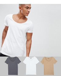 ASOS DESIGN T Shirt With Scoop Neck 3 Pack Save
