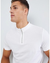 ASOS DESIGN T Shirt With Zip Turtle Neck In White