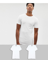 ASOS DESIGN Tall Organic Muscle Fit T Shirt With Crew Neck 2 Pack Save