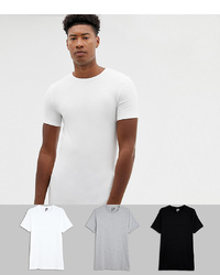 ASOS DESIGN Tall Organic Muscle Fit T Shirt With Crew Neck 3 Pack Save