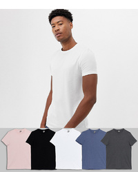 ASOS DESIGN Tall Organic T Shirt With Crew Neck 5 Pack Save