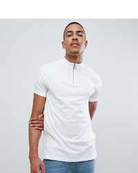 ASOS DESIGN Tall T Shirt With Zip Neck Turtle In White