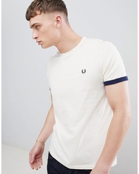 Fred Perry Tipped Cuff T Shirt In Off White