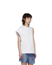 3.1 Phillip Lim White Asymmetric Sleeve T Shirt