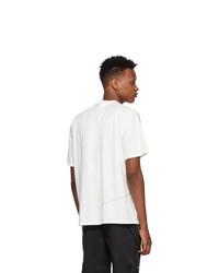 C2h4 White Crooked Panelled T Shirt