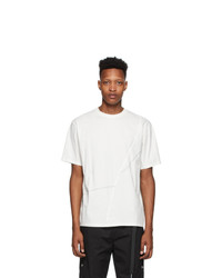 C2h4 White Crooked Panelled T Shirt