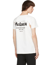 Alexander McQueen White Cut Out Graffiti T Shirt