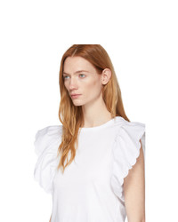 See by Chloe White Frill Sleeve T Shirt