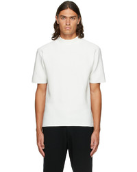 CFCL White Garter Mock Neck T Shirt