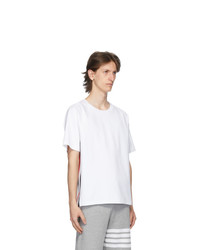 Thom Browne White Interlocking Stripe T Shirt