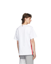 Thom Browne White Interlocking Stripe T Shirt