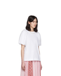 Simone Rocha White Inverted Puff Sleeve Pearl T Shirt