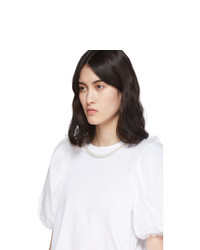 Simone Rocha White Inverted Puff Sleeve Pearl T Shirt