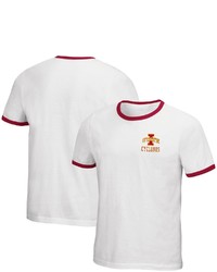 Colosseum White Iowa State Cyclones Left Chest Ringer T Shirt
