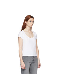 Frame White Le High Rise Scoop T Shirt