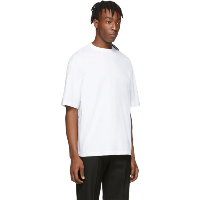 Balenciaga White Logo Tab T Shirt, $395 | SSENSE | Lookastic