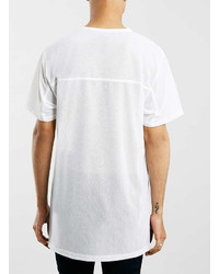 Topman White Mesh Longline T Shirt