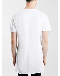 Topman White Raw Edge Slim Fit Longline T Shirt