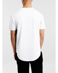 Topman White Technical Oversized Curved Hem T Shirt