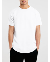 Topman White Technical Oversized Curved Hem T Shirt