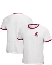 Colosseum White Washington State Cougars Left Chest Ringer T Shirt