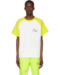 Rhude White Yellow Piqu Raglan T Shirt