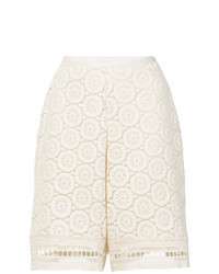 White Crochet Bermuda Shorts