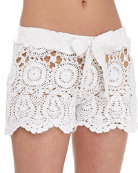 Letarte Crochet Tie Waist Shorts White