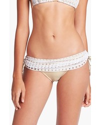 Luli Fama Crochet Skirted Bikini Bottoms White Large