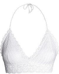 H&M Crocheted Triangle Bikini Top White Ladies