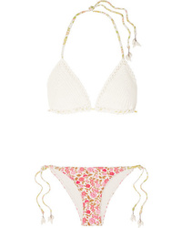 Zimmermann Goldie Crochet And Floral Print Triangle Bikini