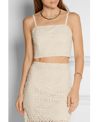 Alice + Olivia Brentley Crocheted Cotton Top White