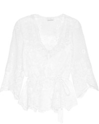 Miguelina Gertie Crocheted Cotton Lace Top White