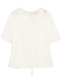 The Great Manor Crochet Trimmed Cotton Voile Top Off White