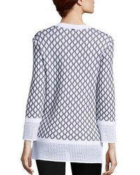 St. John Sport Collection Wool Blend Patterned Top