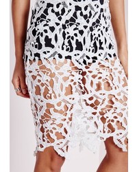 Missguided Crochet Lace Bra Insert Bodycon Dress White