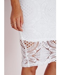 Missguided Lace Bandeau Bodycon Dress White