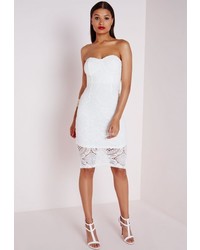 Missguided Lace Bandeau Bodycon Dress White
