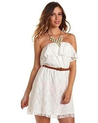 Charlotte Russe Belted Ruffle Bust Tube Dress