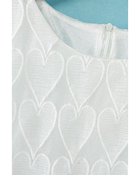 Romwe Hollow Heart Crochet White Pleated Dress