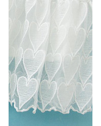 Romwe Hollow Heart Crochet White Pleated Dress
