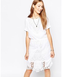 Ichi Short Sleeve Shift Dress With Lace Detail
