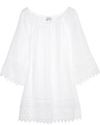 Miguelina Lillian Crochet Trimmed Cotton Gauze Dress