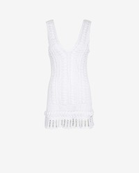 Intermix Melissa Odabash Alexis Crochet V Neck Mini Dress White
